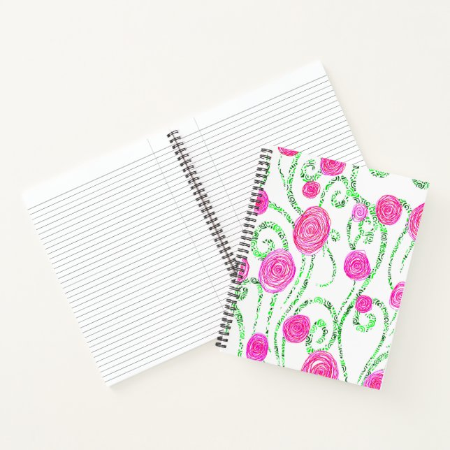 Carnet Fleurs rose et verte (Intérieur)