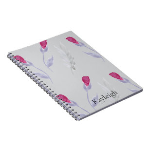 Carnet Fleurs rose gris