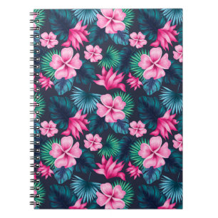 Carnet Fleurs roses avec Feuilles verts Partern-79066