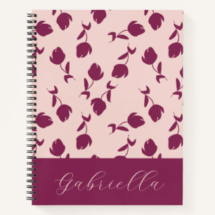 Carnet Fleurs roses avec nom