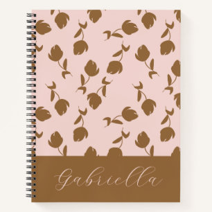 Carnet Fleurs roses avec nom