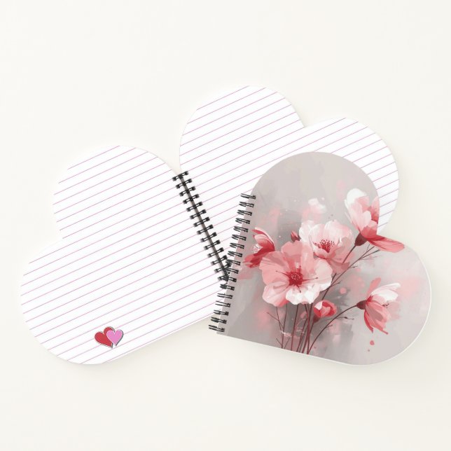 Carnet Fleurs roses, blanches et grises (Intérieur)