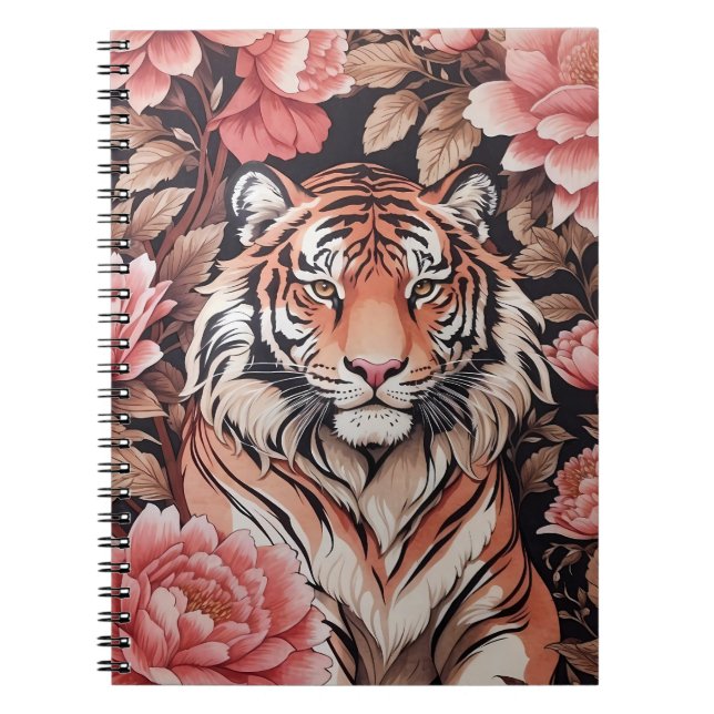 Carnet Fleurs roses de tigre en Mémerisation (Devant)