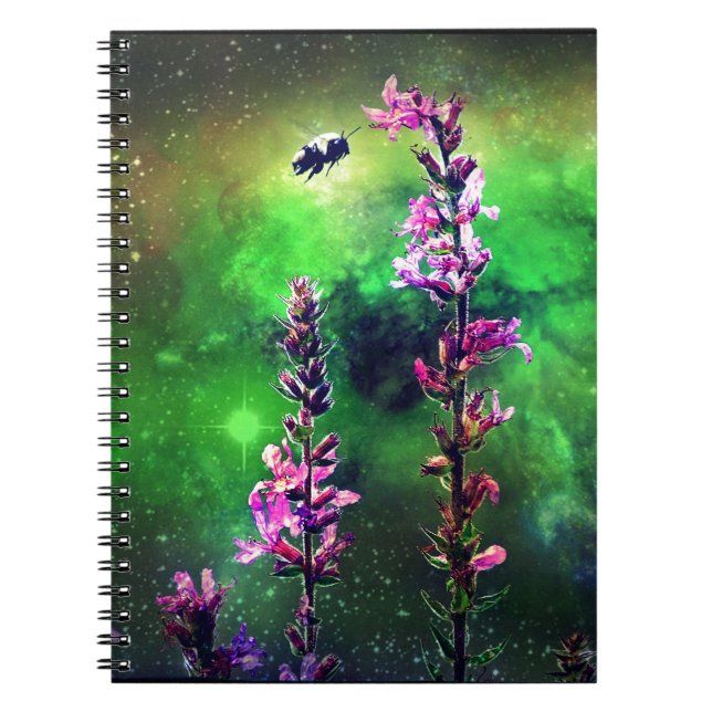 Carnet Fleurs roses et abeilles contre le monde (Devant)