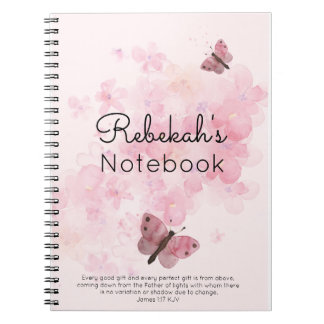 Carnet Fleurs roses et papillon