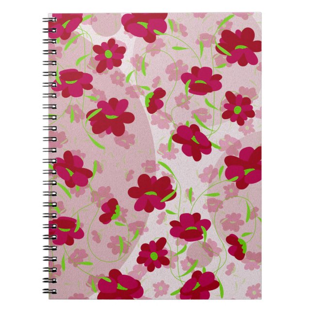 Carnet Fleurs roses et rouges - Floral (Devant)