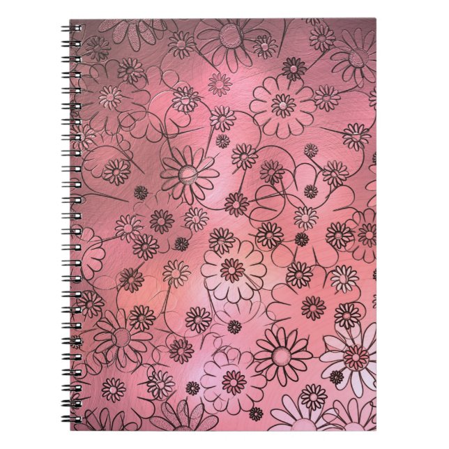 Carnet Fleurs roses fantaisistes (Devant)