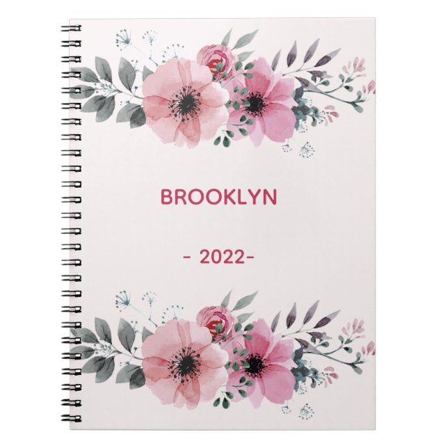 Carnet Fleurs roses modernes (Devant)