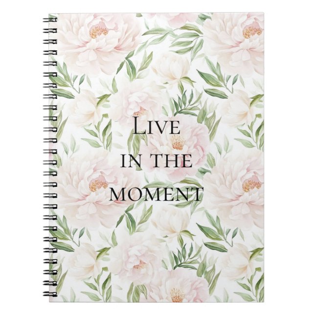 Carnet Fleurs roses romantiques blush (Devant)