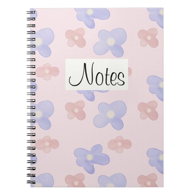 Carnet Fleurs roses sur rose pastel (Devant)