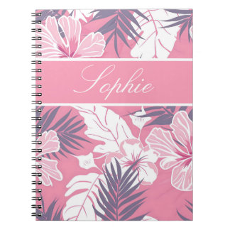 Carnet Fleurs roses tropicales hibiscus Personnalisé