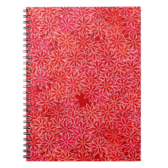 Carnet Fleurs rouges et coralliennes, arrière - plan roug (Devant)