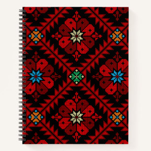 Carnet Fleurs rouges motif de broderie palestinienne tatr