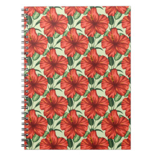 Carnet Fleurs rouges motifs à fleurs tropicales