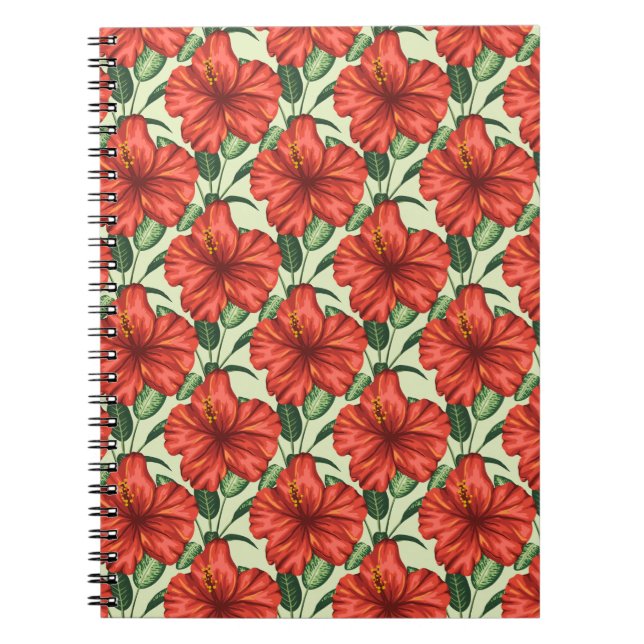 Carnet Fleurs rouges motifs à fleurs tropicales (Devant)