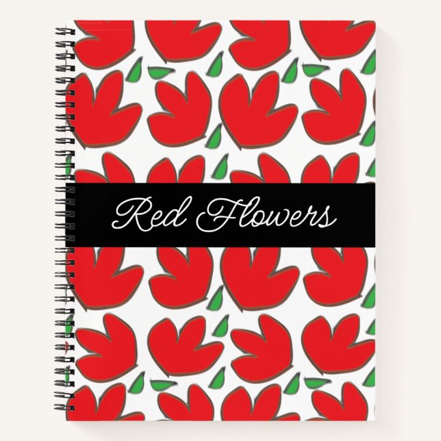 Carnet Fleurs rouges personnalisées Motif floral (Devant)