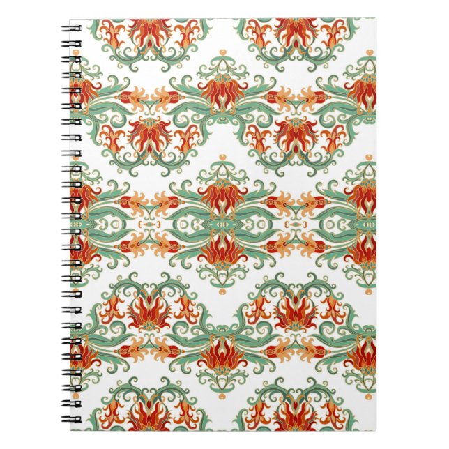 Carnet Fleurs rouges style chinois (Devant)