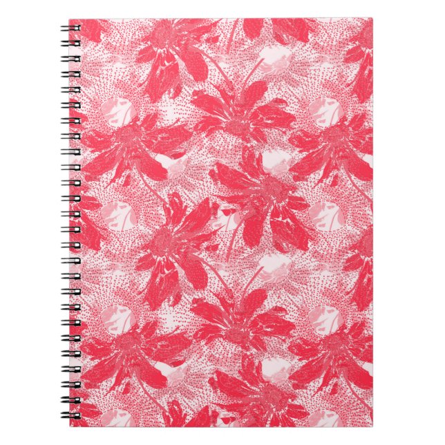 Carnet Fleurs rouges sur blanc. (Devant)