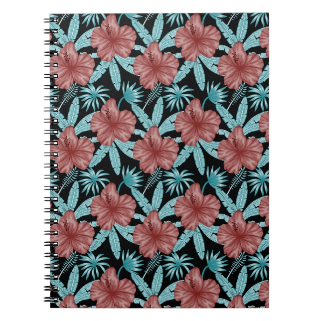 Carnet Fleurs rouges tropicales sans coutures motif et fe (Devant)