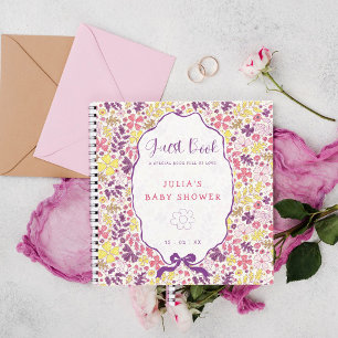 Carnet Fleurs sauvages à nœud rose violet Baby Shower