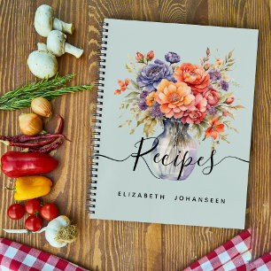 Carnet Fleurs sauvages aquarelles rustiques dans un bocal