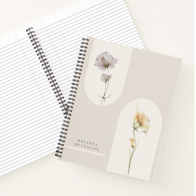 Carnet Fleurs sauvages Boho modernes simples sur Beige Ne (Créateur téléchargé)