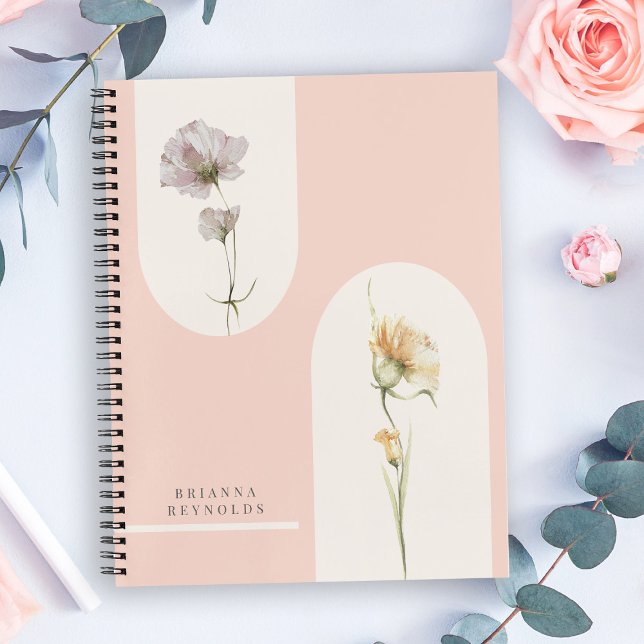 Carnet Fleurs sauvages Boho modernes simples sur Rose dou (Créateur téléchargé)