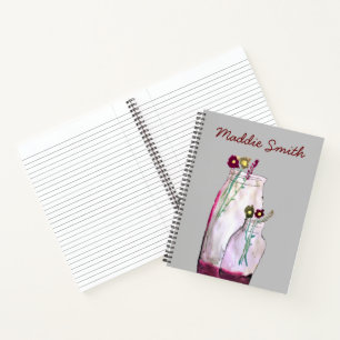 Carnet Fleurs sauvages d'aquarelle Whimsical en vase