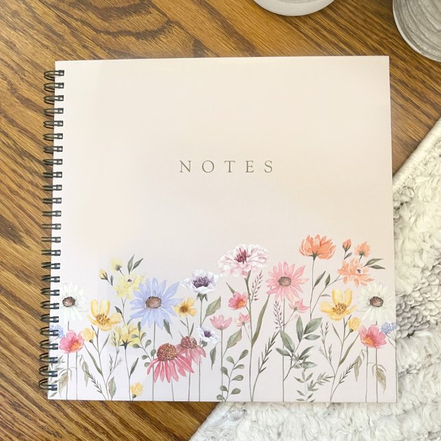 Carnet Fleurs sauvages de champ aquarelle, notes de monta (Watercolor Field Wildflowers, Foliage Notes Notebook)