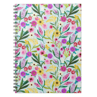 Carnet Fleurs sauvages d'été rose violet et jaune