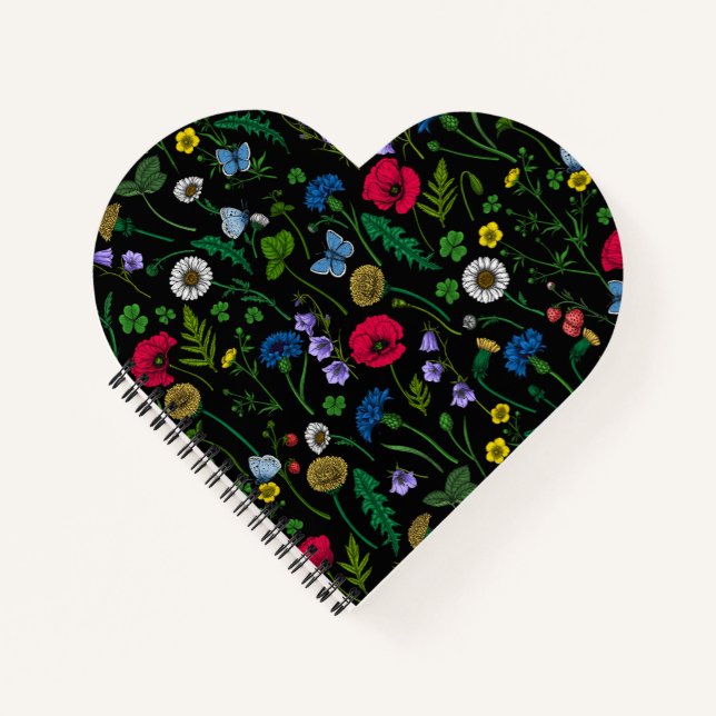 Carnet Fleurs sauvages en noir (Devant)