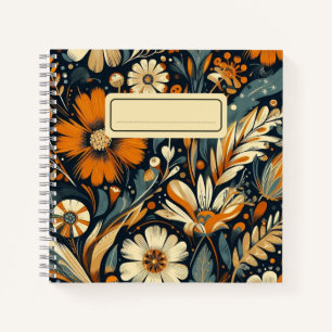Carnet Fleurs sauvages et oiseaux oranges géants dans l'a