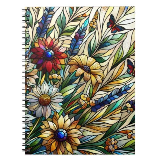 Carnet Fleurs sauvages et papillons de design en verre (Devant)