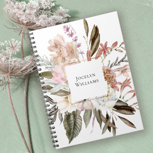 Carnet Fleurs sauvages floraux féminins rustiques avec no