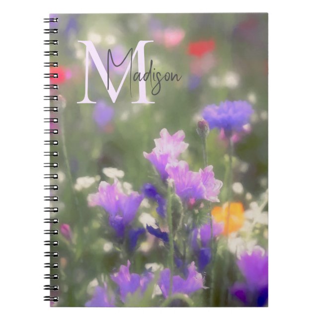 Carnet Fleurs sauvages Nom personnalisé Monogramme  (Devant)