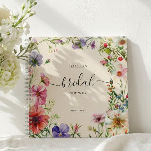 Carnet Fleurs Sauvages Personnalisées Invité de Mariage d