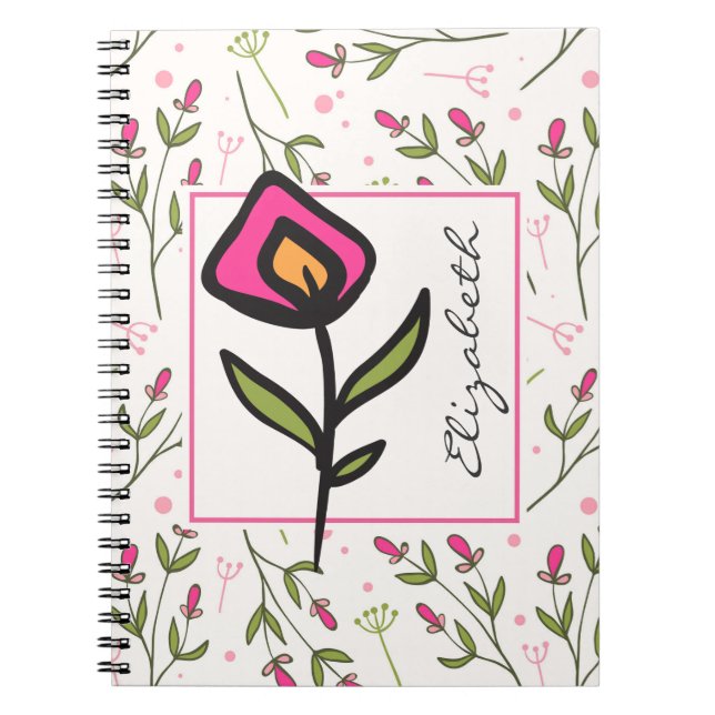 Carnet Fleurs sauvages - Pétales roses et orange Personna (Devant)