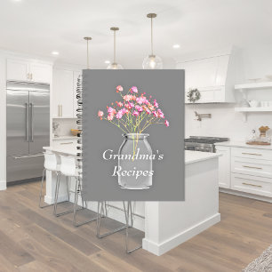 Carnet Fleurs sauvages roses dans un pot Mason de recette