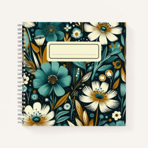 Carnet Fleurs sauvages turquoises et oiseaux - Vibes d'ar