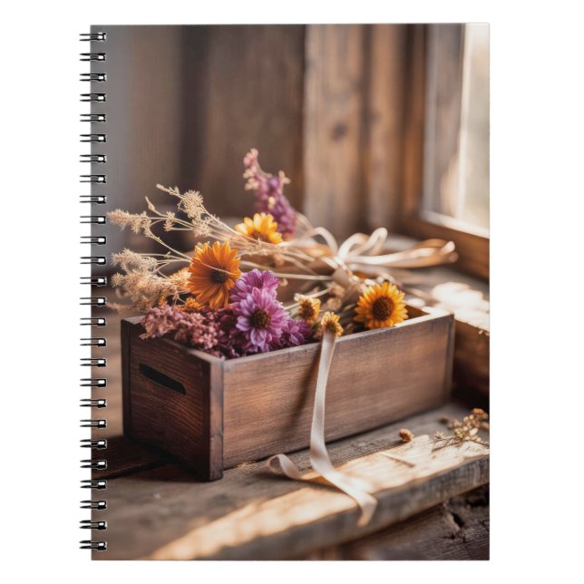 Carnet Fleurs séchées dans une boîte en bois (Devant)