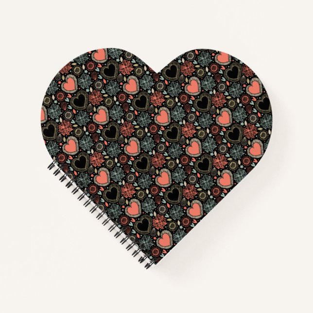 Carnet Fleurs sombres enchanter : Floral Motif sans coutu (Devant)