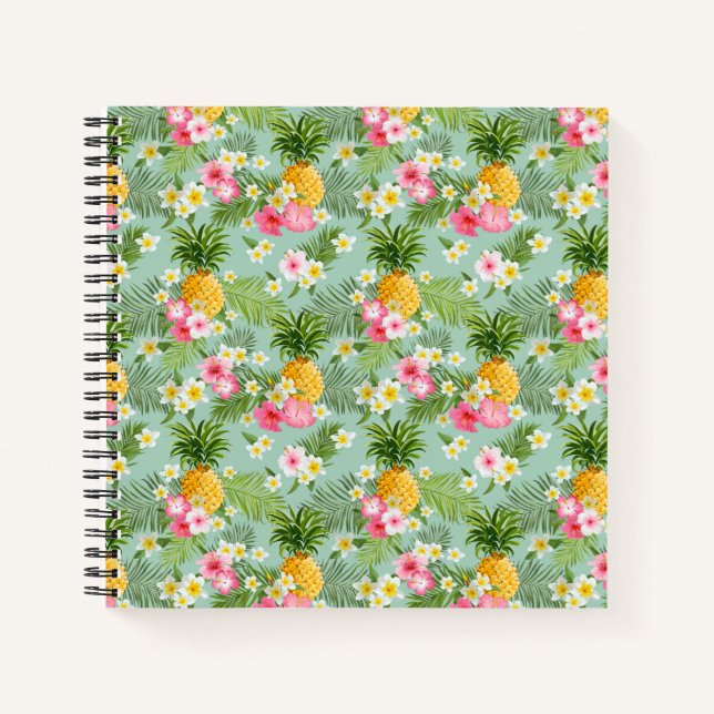 Carnet Fleurs tropicales et ananas (Devant)