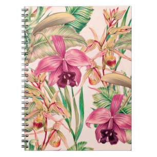 Carnet Fleurs tropicales, fleur d'orchidées, feuilles de