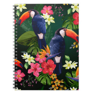 Carnet Fleurs tropicales, toucan : arrière - plan floral.