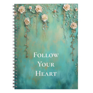 Carnet Fleurs Turquoises rousses romantiques roses