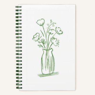 Carnet Fleurs Vertes | Botanique Minimaliste Dessinée à l