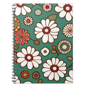 Carnet Fleurs Vintage sur Fond Vert