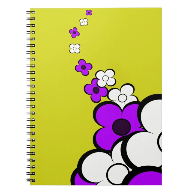 Carnet Fleurs violettes blanches jaunes (Devant)