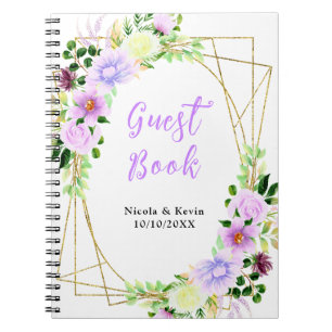Carnet Fleurs violettes de printemps avec feuillage