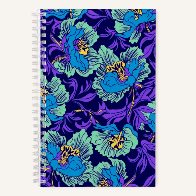 Carnet Fleurs violettes et bleues William Morris (Recto)